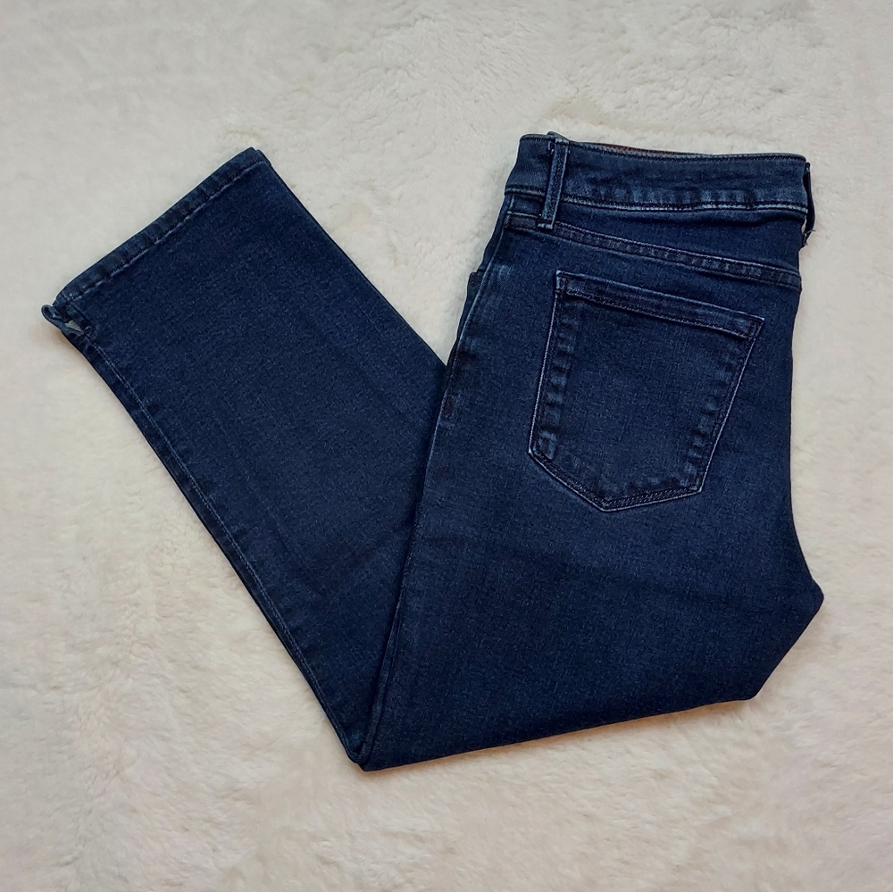 Eddie Bauer Blue Curvy Crop Mid Rise Stretch Capri Jeans Size 8
